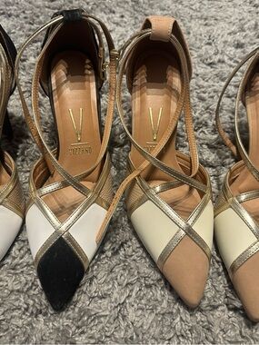 Two pair BUNDLE- Women's Vizzano Two-Tone Pointed Toe Ankle Strap Pumps -